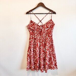 Coquette Floral Babydoll Sundress Orange White Cottagecore Boho Summer Dress L